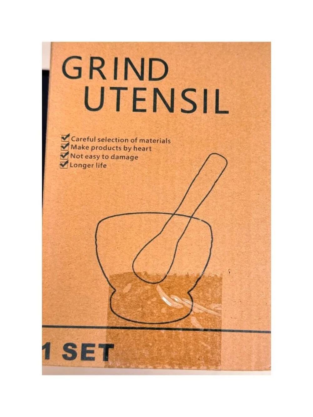 Gray Black Speckled Mortar Pestle Set Durable Granite-Look Grind Untensil Durabl